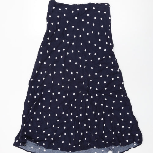 Joules Womens Blue Polka Dot Viscose Swing Skirt Size 10 Zip