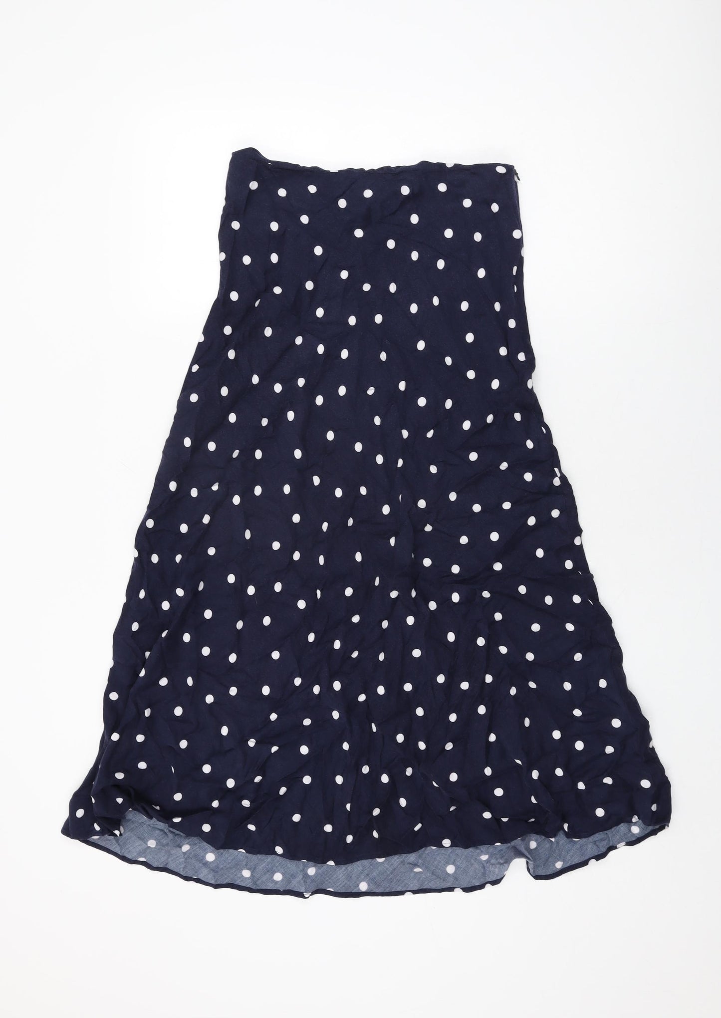 Joules Womens Blue Polka Dot Viscose Swing Skirt Size 10 Zip