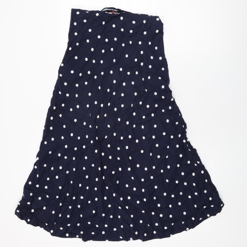 Joules Womens Blue Polka Dot Viscose Swing Skirt Size 10 Zip