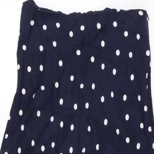 Joules Womens Blue Polka Dot Viscose Swing Skirt Size 10 Zip