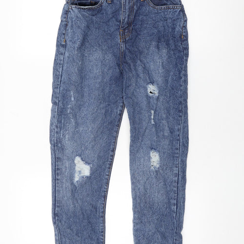 Pep&Co Girls Blue Cotton Skinny Jeans Size 10-11 Years L25 in Regular Zip