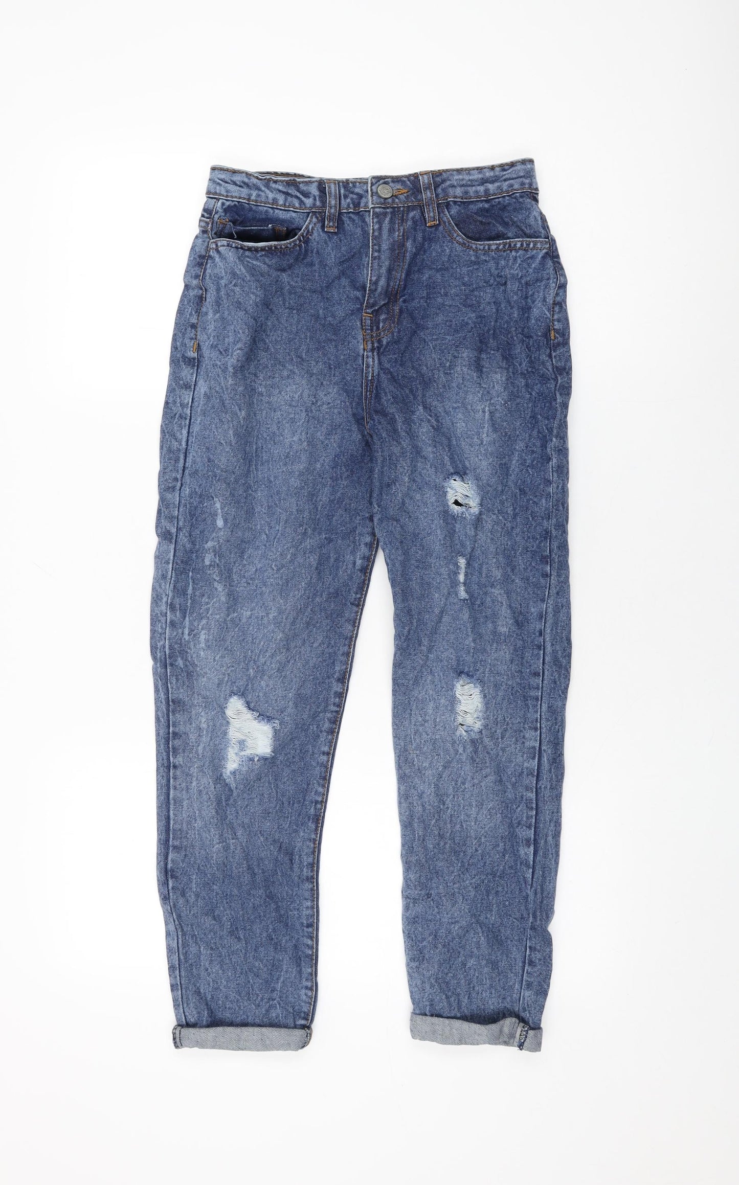 Pep&Co Girls Blue Cotton Skinny Jeans Size 10-11 Years L25 in Regular Zip