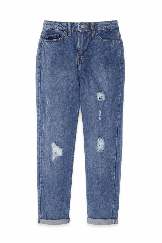 Pep&Co Girls Blue Cotton Skinny Jeans Size 10-11 Years L25 in Regular Zip