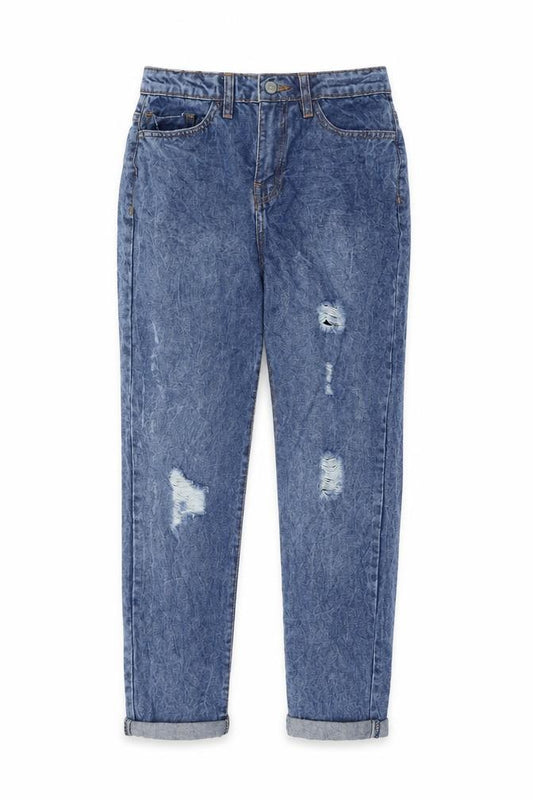 Pep&Co Girls Blue Cotton Skinny Jeans Size 10-11 Years L25 in Regular Zip