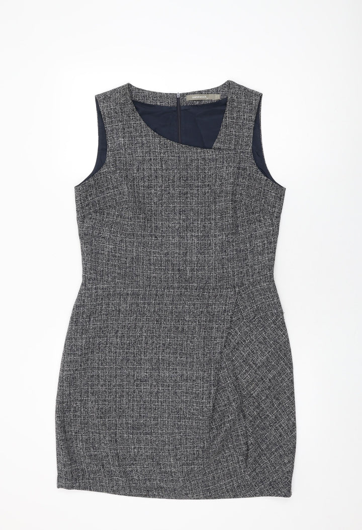 Sandwich Womens Grey Polyester Shift Size 10 V-Neck Zip
