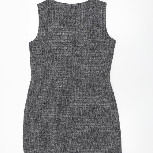 Sandwich Womens Grey Polyester Shift Size 10 V-Neck Zip