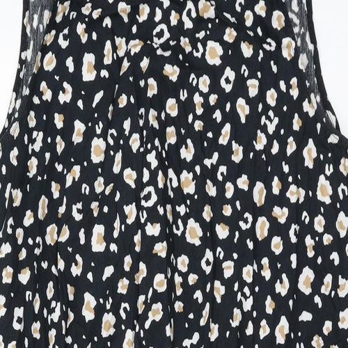 ASOS Womens Black Animal Print Cotton Shift Size 12 Round Neck Tie