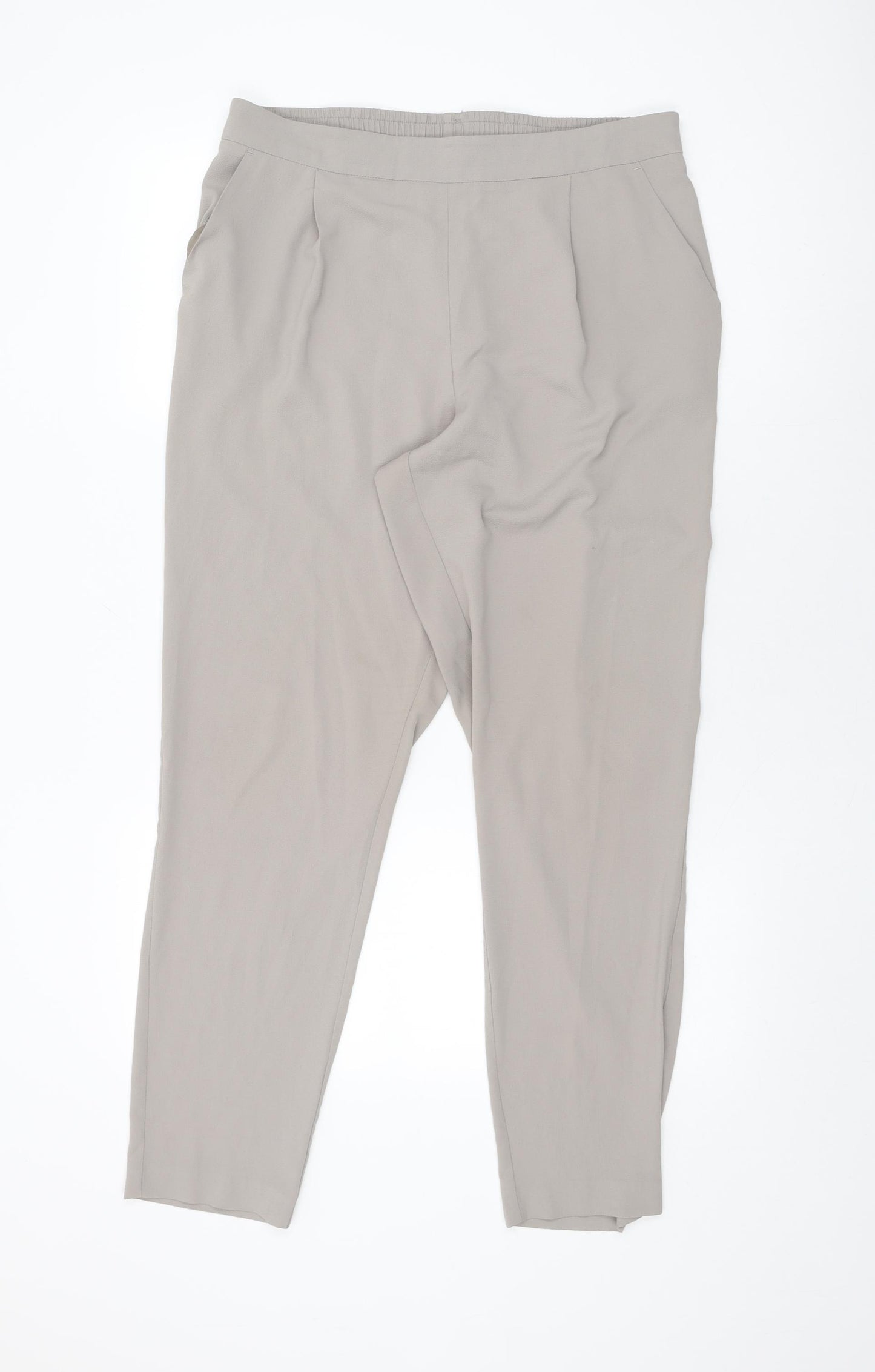 M&Co Womens Beige Polyester Trousers Size 14 L30 in Regular