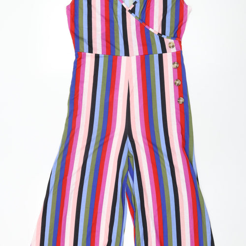 Luna Loves Womens Multicoloured Striped Viscose Jumpsuit One-Piece Size 12 L22 in Pullover