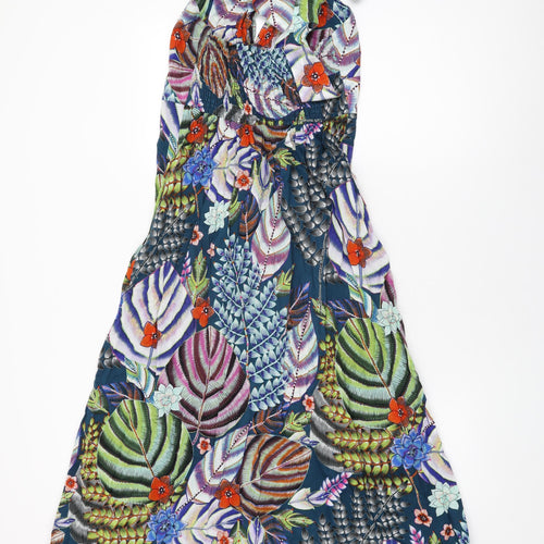 Warehouse Womens Multicoloured Floral Cotton Maxi Size 12 Halter Tie