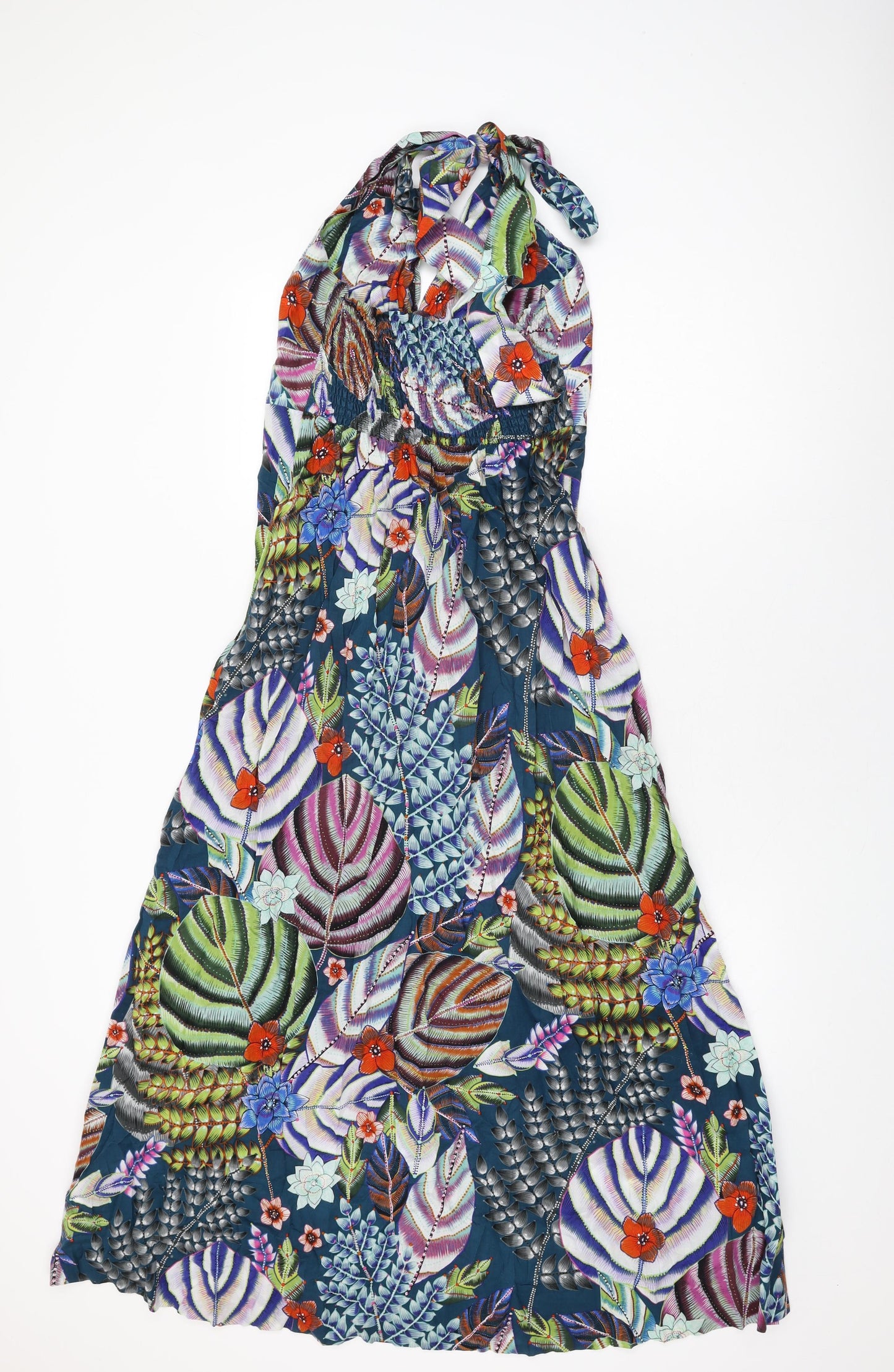 Warehouse Womens Multicoloured Floral Cotton Maxi Size 12 Halter Tie