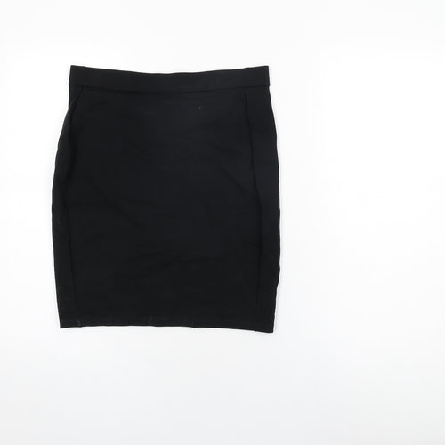 Marks and Spencer Girls Black Viscose Mini Skirt Size 16 Years Regular Pull On