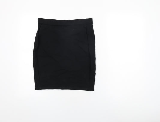 Marks and Spencer Girls Black Viscose Mini Skirt Size 16 Years Regular Pull On