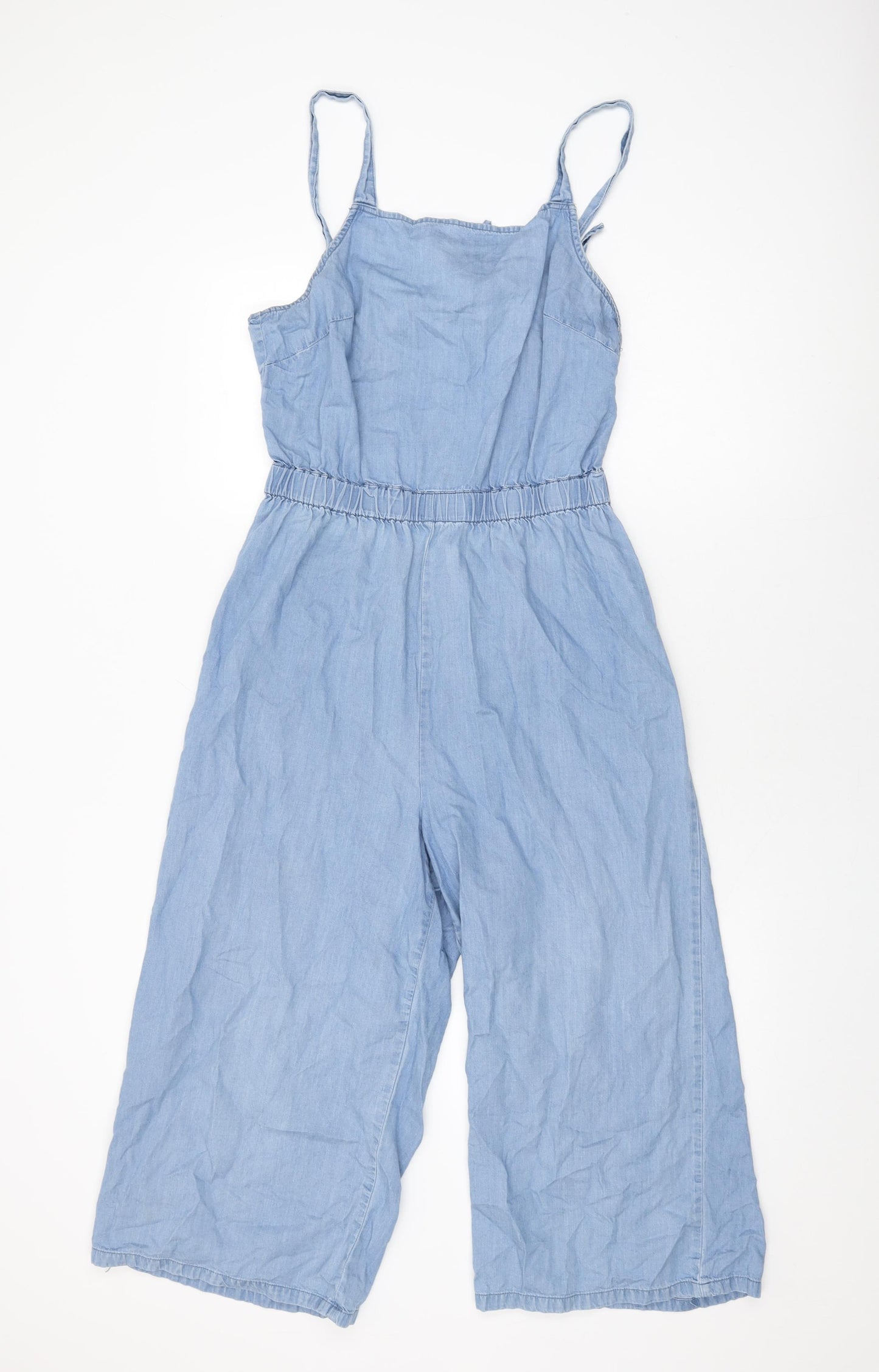 Miss Selfridge Womens Blue Cotton Jumpsuit One-Piece Size 12 L20 in Tie