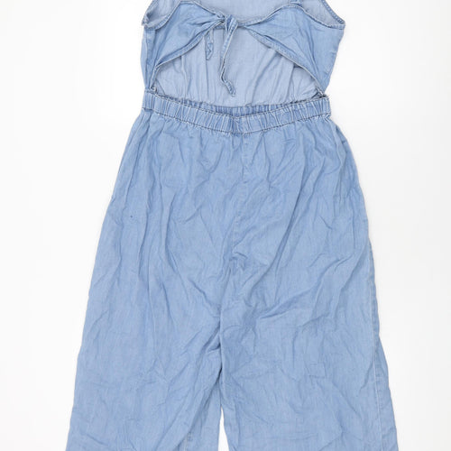 Miss Selfridge Womens Blue Cotton Jumpsuit One-Piece Size 12 L20 in Tie