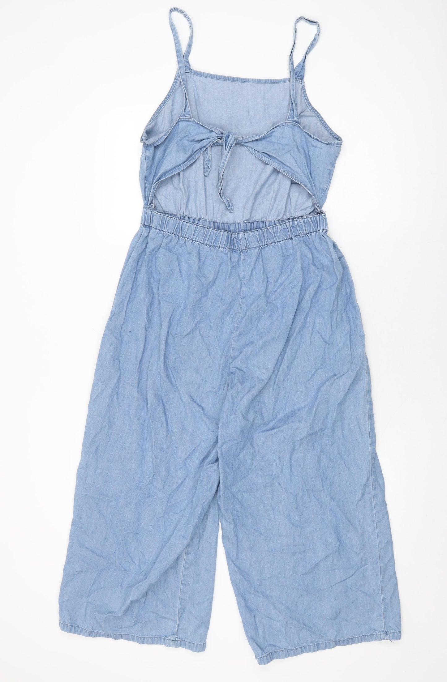 Miss Selfridge Womens Blue Cotton Jumpsuit One-Piece Size 12 L20 in Tie