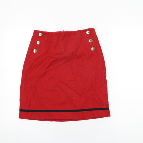 Hobbs Womens Red Wool Mini Skirt Size 8 Zip