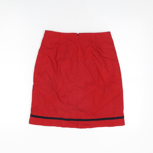 Hobbs Womens Red Wool Mini Skirt Size 8 Zip