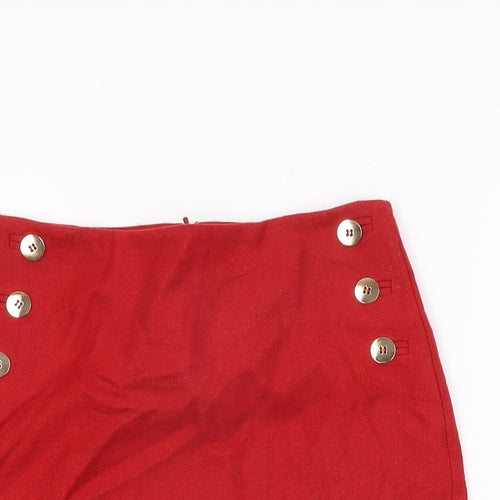 Hobbs Womens Red Wool Mini Skirt Size 8 Zip