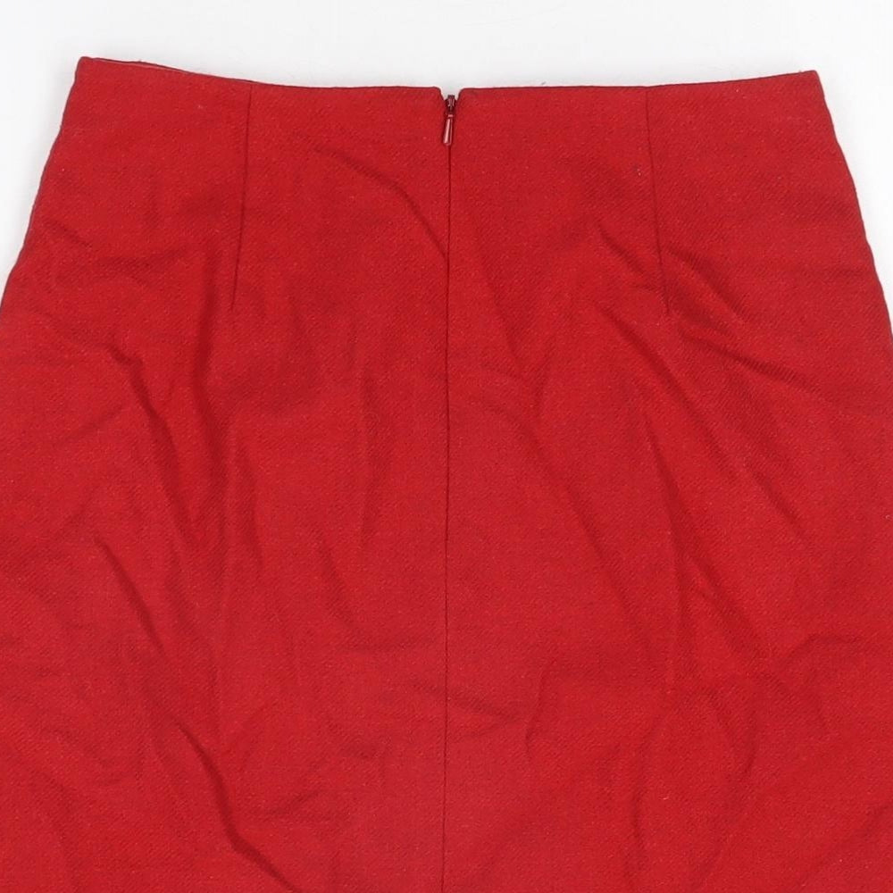 Hobbs Womens Red Wool Mini Skirt Size 8 Zip