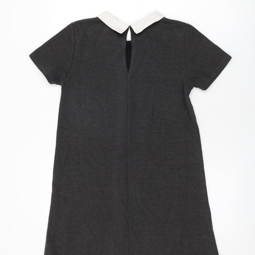 Mango Womens Grey Floral Polyester Shift Size XS Collared Button