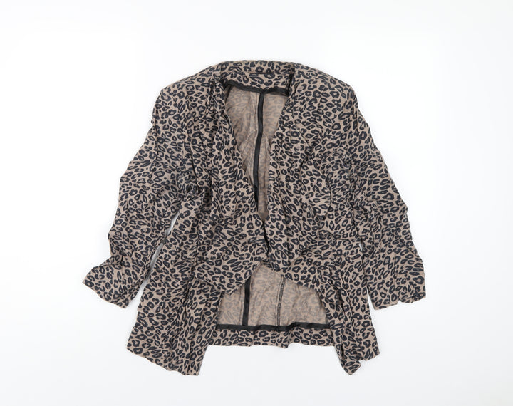 Miss Selfridge Womens Beige Animal Print Jacket Blazer Size 8