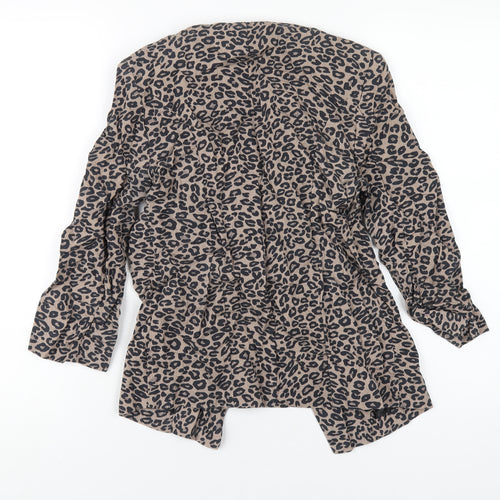 Miss Selfridge Womens Beige Animal Print Jacket Blazer Size 8