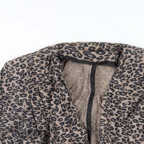 Miss Selfridge Womens Beige Animal Print Jacket Blazer Size 8