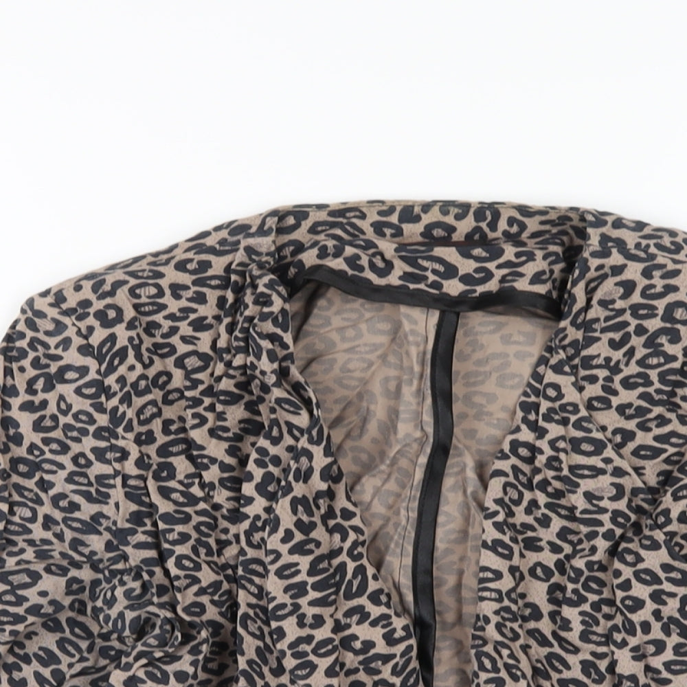Miss Selfridge Womens Beige Animal Print Jacket Blazer Size 8