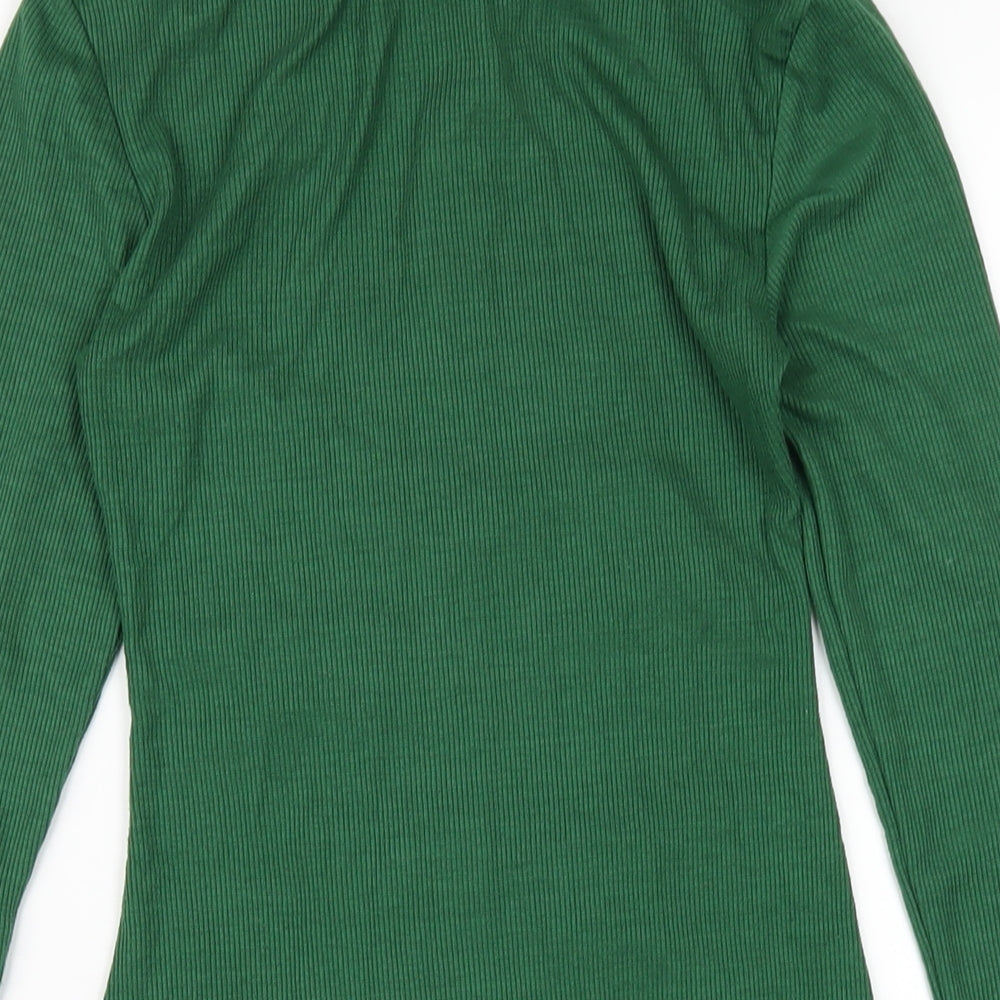Addax Womens Green Cotton Bodycon Size S Collared Button