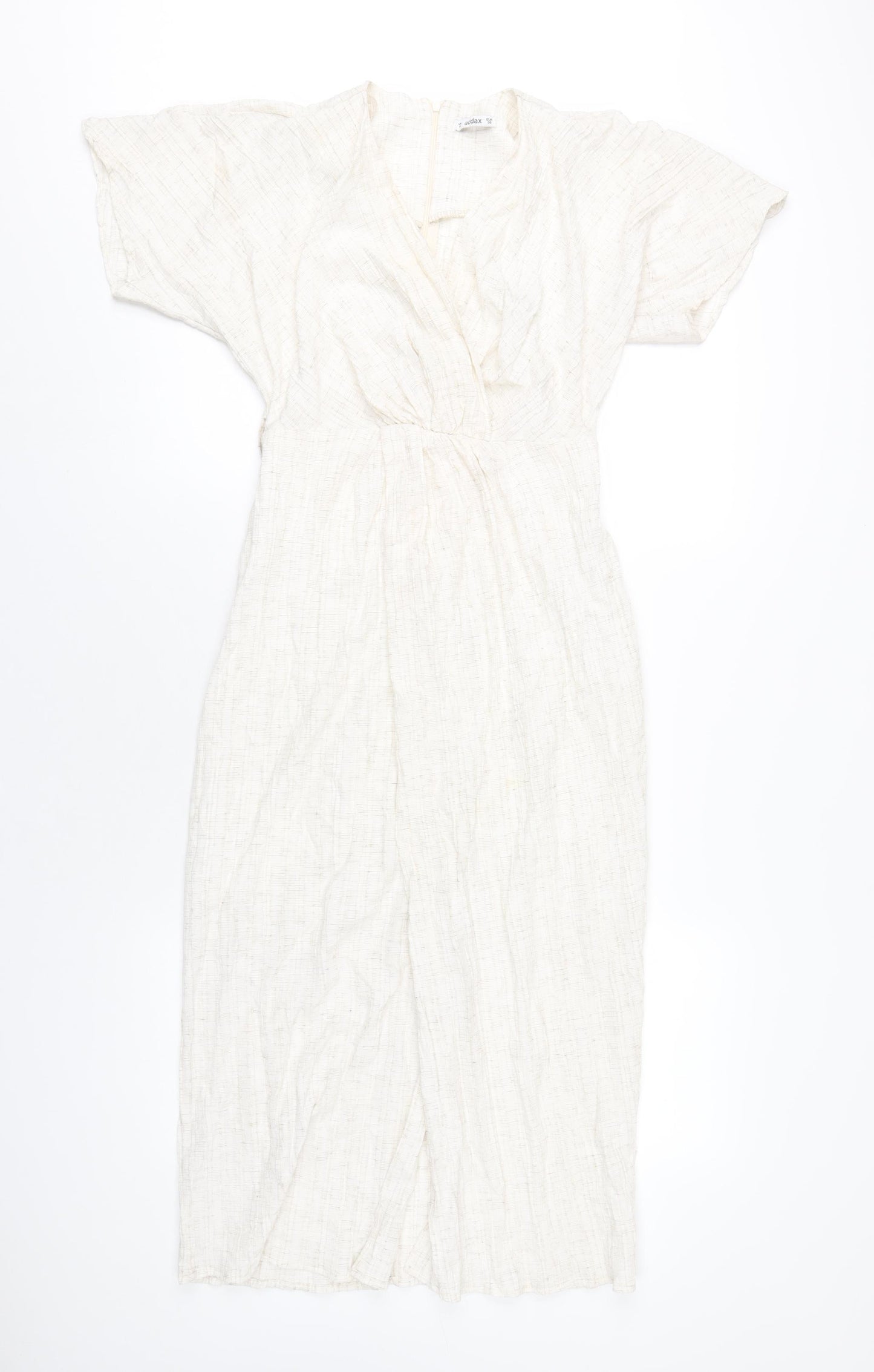 Addax Womens Beige Polyester A-Line Size 8 V-Neck Zip