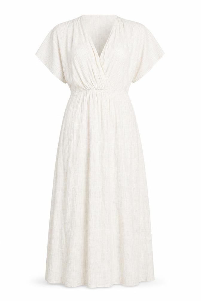 Addax Womens Beige Polyester A-Line Size 8 V-Neck Zip