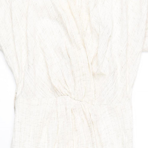 Addax Womens Beige Polyester A-Line Size 8 V-Neck Zip