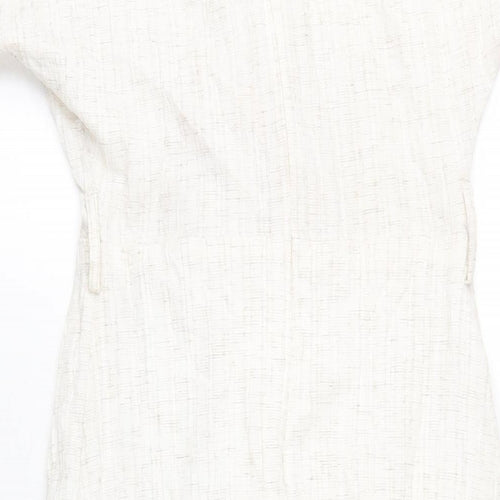 Addax Womens Beige Polyester A-Line Size 8 V-Neck Zip