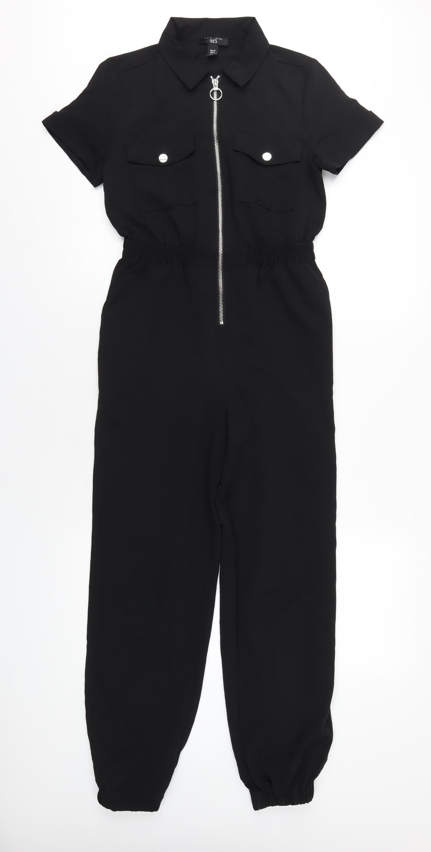 New Look Girls Black Polyester Jumpsuit One-Piece Size 12 Years L27 in Zip