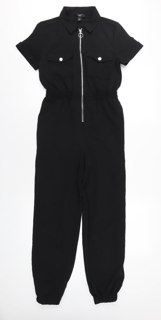 New Look Girls Black Polyester Jumpsuit One-Piece Size 12 Years L27 in Zip