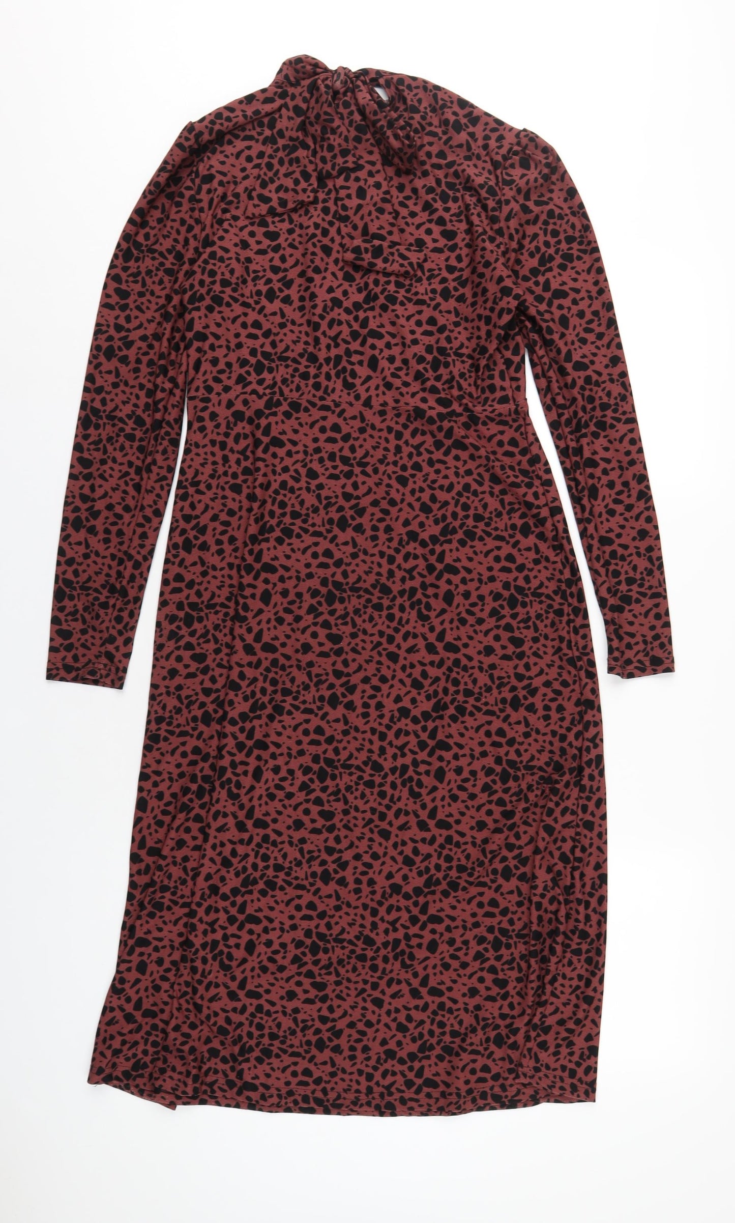 Blue Vanilla Womens Red Geometric Polyester A-Line Size 10 Mock Neck Tie