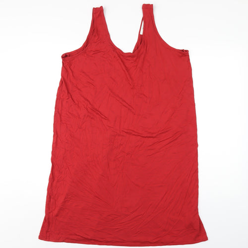 Marks and Spencer Womens Red Viscose Tank Dress Size L Scoop Neck Pullover