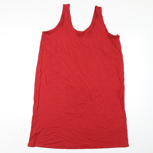Marks and Spencer Womens Red Viscose Tank Dress Size L Scoop Neck Pullover