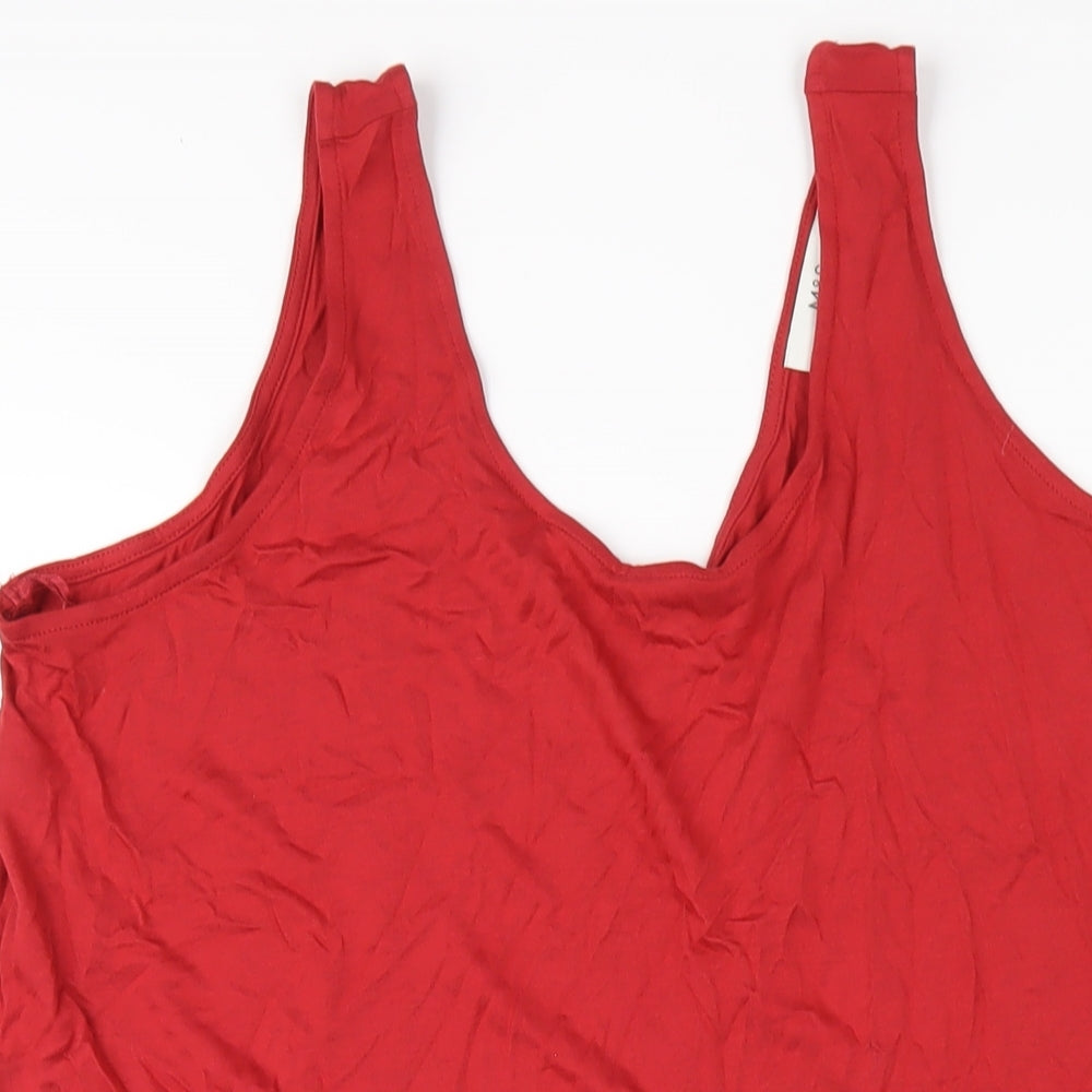 Marks and Spencer Womens Red Viscose Tank Dress Size L Scoop Neck Pullover