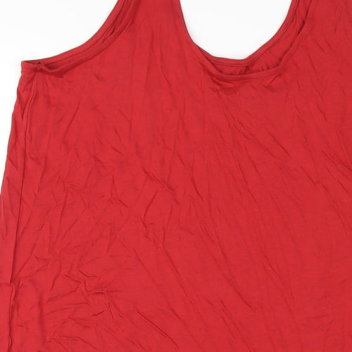 Marks and Spencer Womens Red Viscose Tank Dress Size L Scoop Neck Pullover