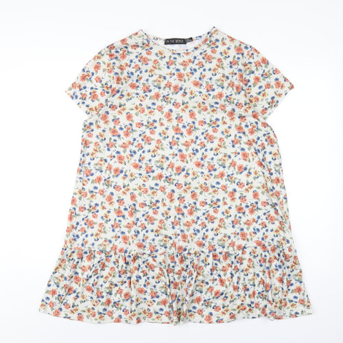 In the Style Womens Multicoloured Floral Polyester A-Line Size 12 Round Neck Pullover