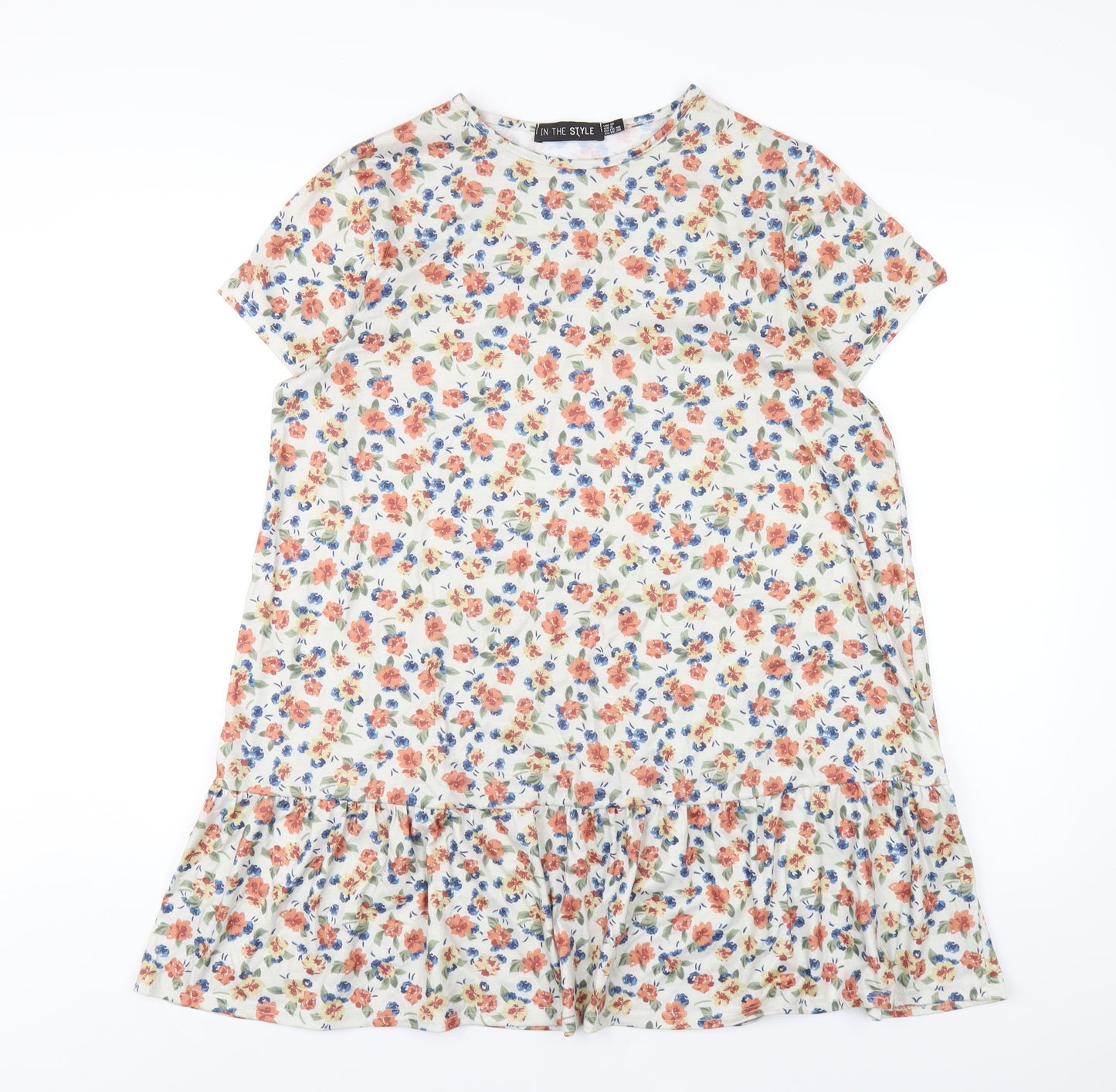 In the Style Womens Multicoloured Floral Polyester A-Line Size 12 Round Neck Pullover