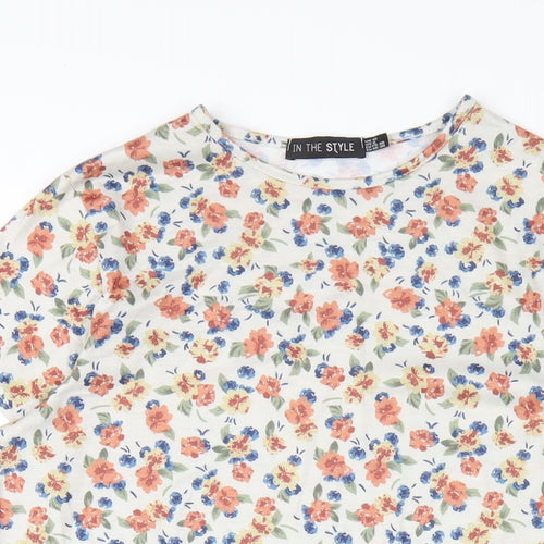 In the Style Womens Multicoloured Floral Polyester A-Line Size 12 Round Neck Pullover