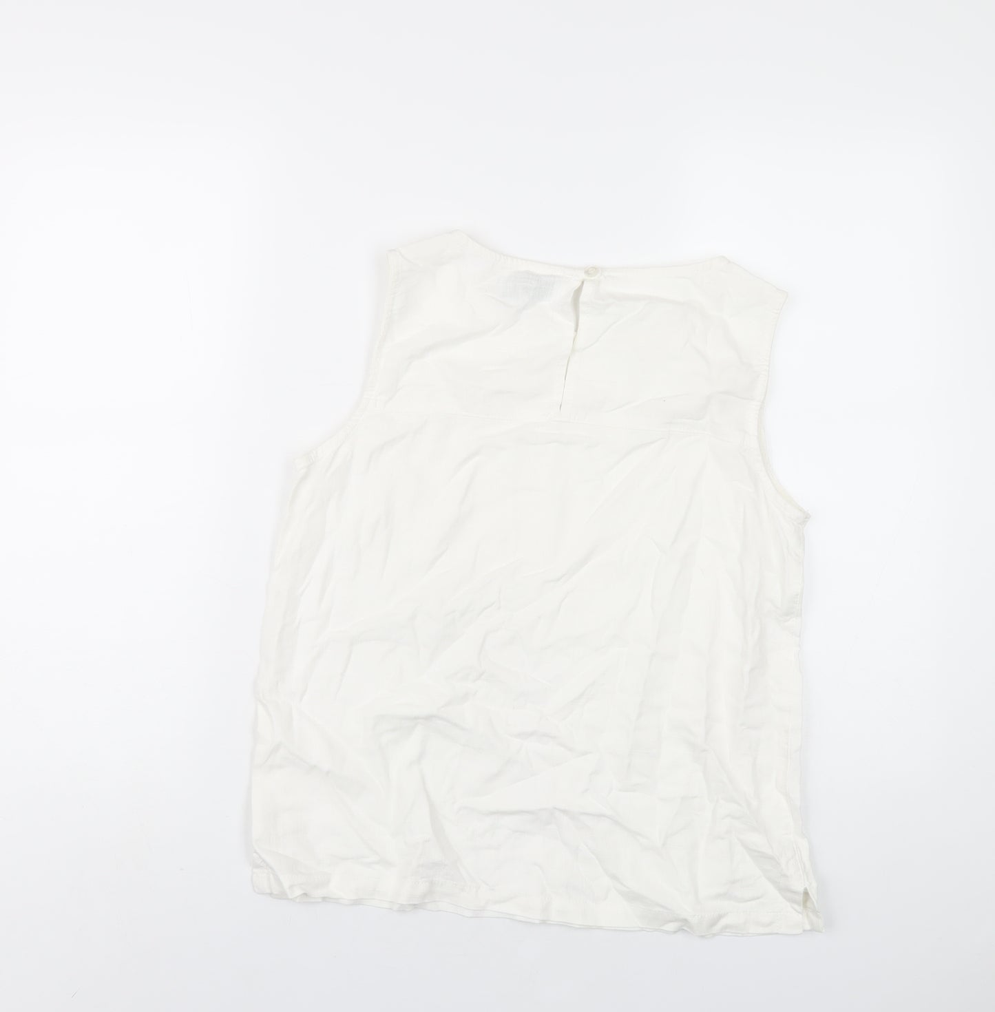 NEXT Womens White Linen Basic T-Shirt Size 12 Round Neck