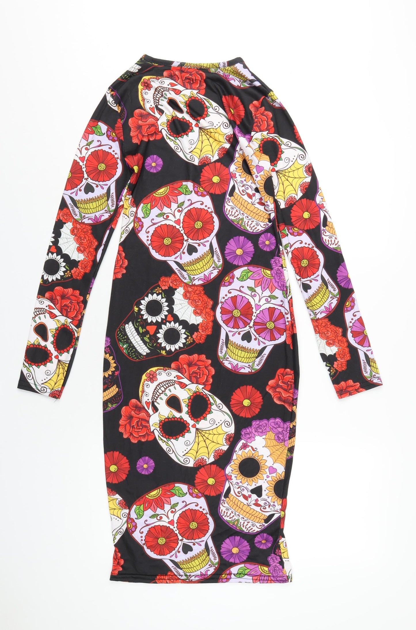 Boohoo Womens Multicoloured Geometric Polyester Bodycon Size 10 Round Neck Pullover