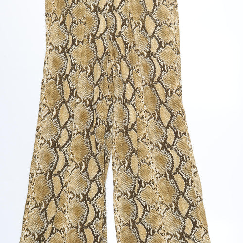 H&M Womens Beige Animal Print Viscose Trousers Size M L30 in Regular