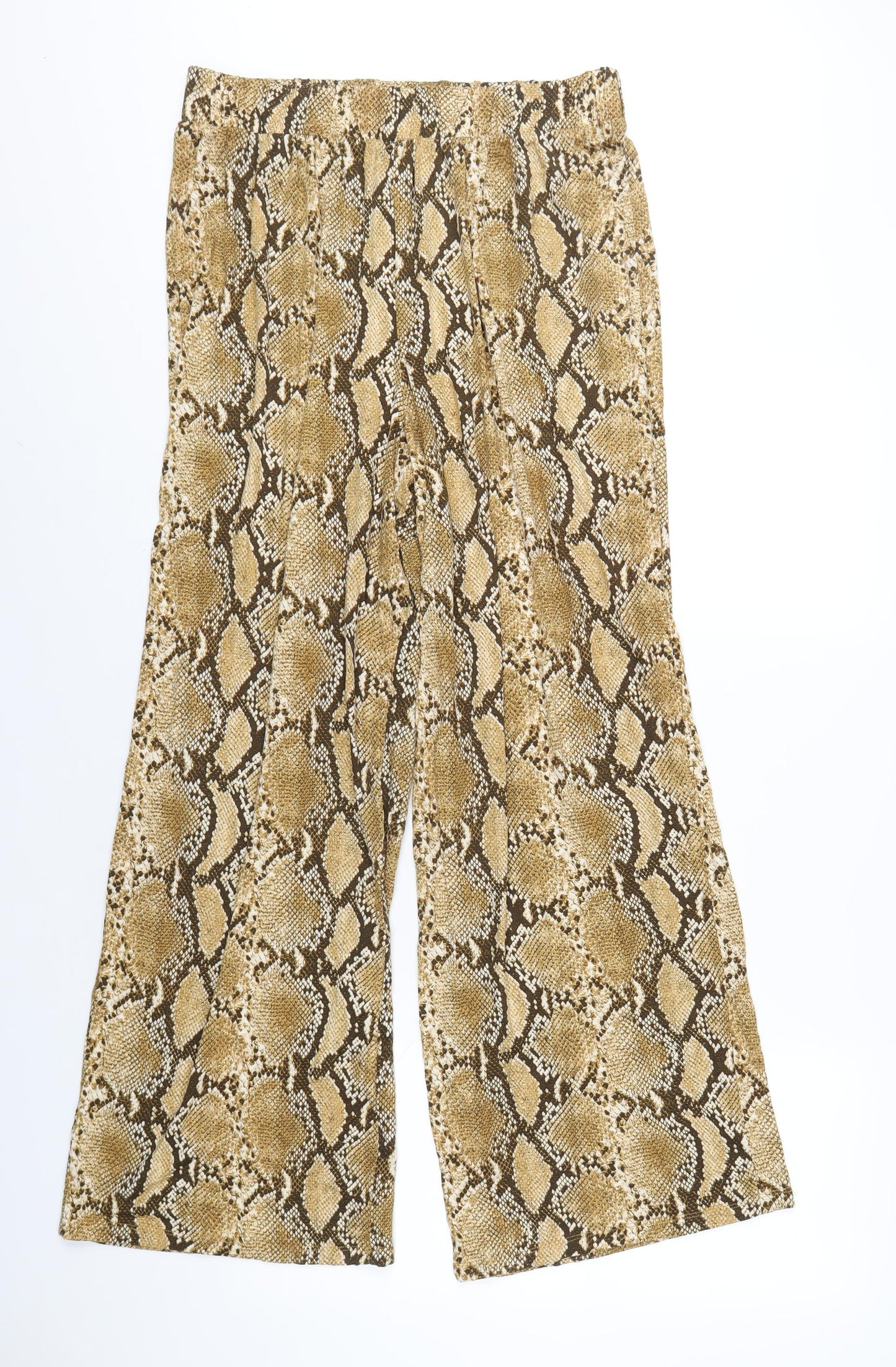 H&M Womens Beige Animal Print Viscose Trousers Size M L30 in Regular