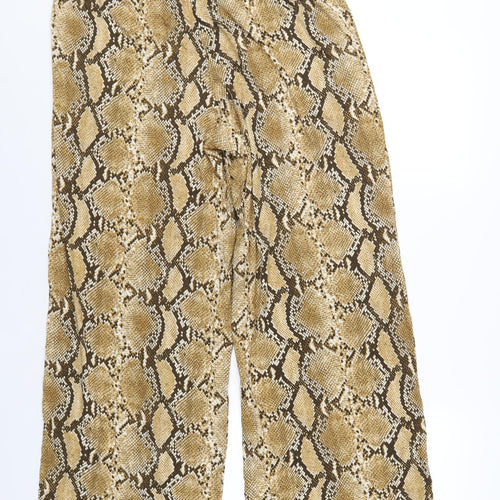 H&M Womens Beige Animal Print Viscose Trousers Size M L30 in Regular