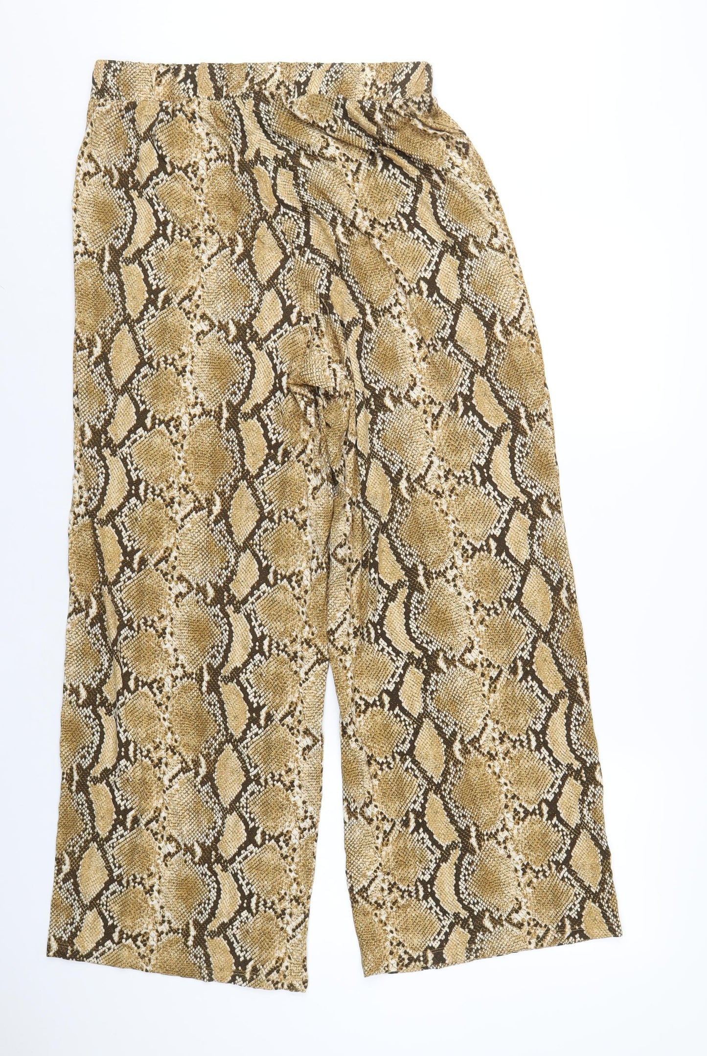 H&M Womens Beige Animal Print Viscose Trousers Size M L30 in Regular